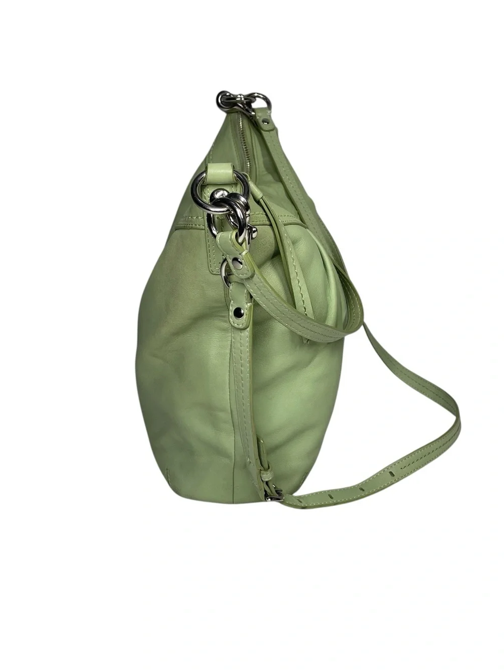 Coach Soho Ashley Hobo Shoulder Pleated Leather Bag Purse Handbag Mint Green